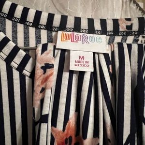 LuLaRoe mid length white/strip dress with multicolored flowers